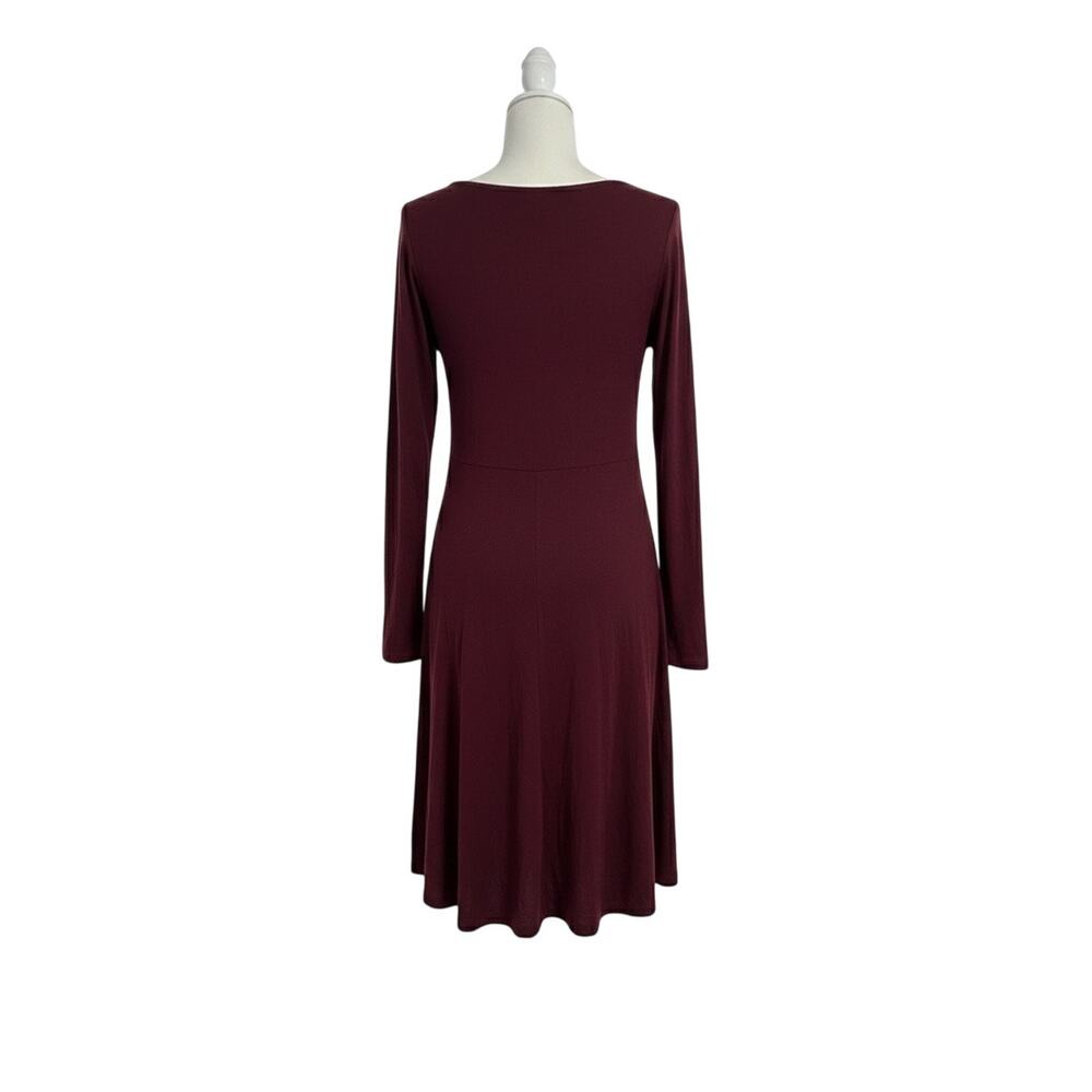 Old Navy Women's XL Maroon Burgundy Long Sleeve Fit & Flare Mini Dress Soft-Knit